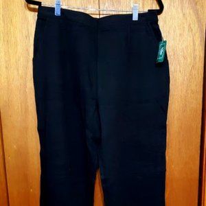 NWT LL Bean Perfect Fit Straight Leg Pants Pull-On Black Sz Large